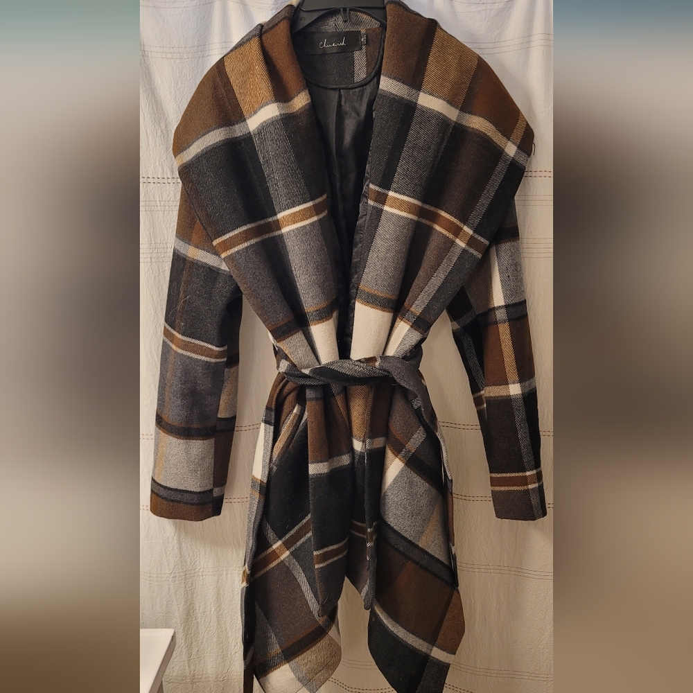 Plaid Hooded Women's Coat